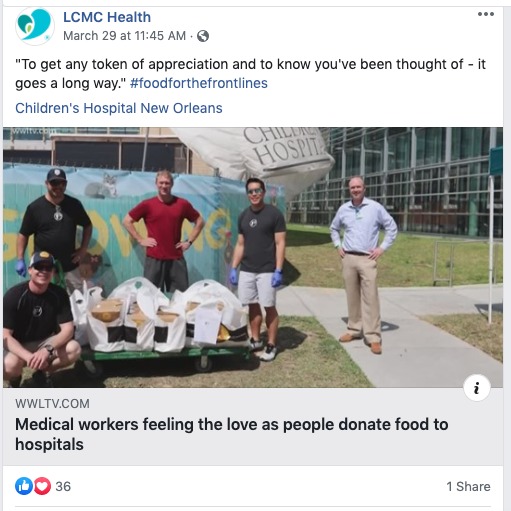 A social media post from LCMC Health.