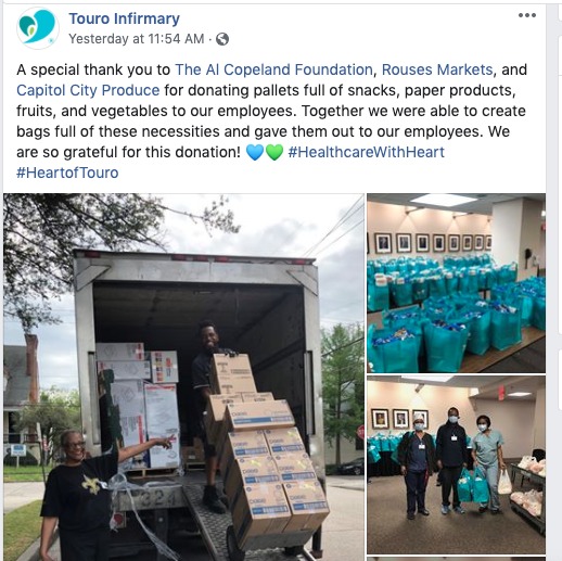 A social media post from Touro Infirmary.