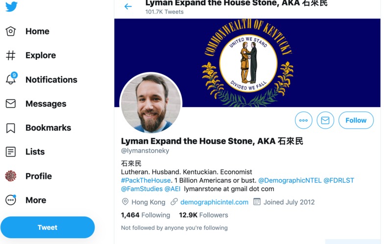 A screenshot of a profile on Twitter.