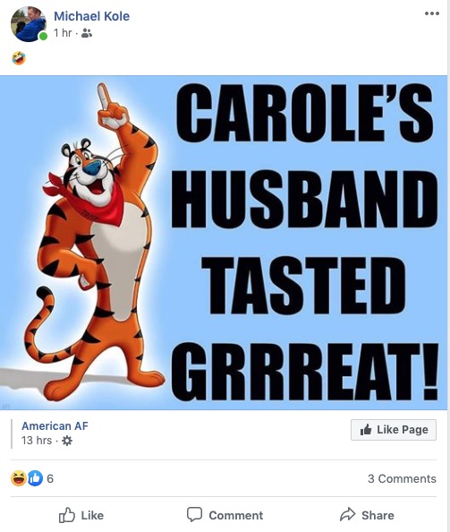 A screenshot of a post on Facebook.