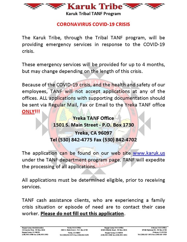 Announcement from Karuk Tribe. 