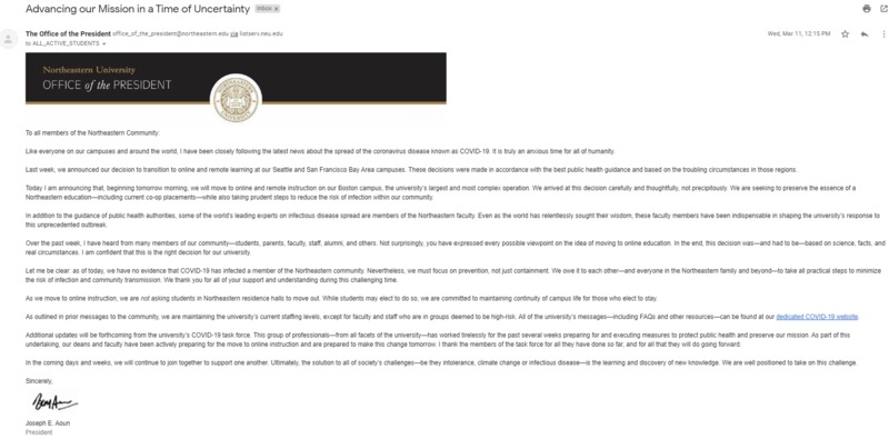 A screenshot of an email.