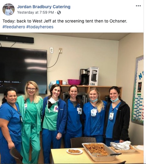 A social media post from Jordan Bradbury catering.