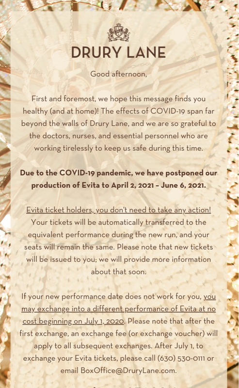 An announcement of a postponed production.