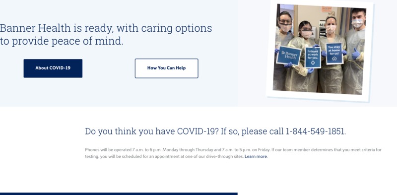 A screenshot of Banner Health.