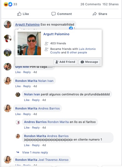 A screenshot of comments on Facebook.