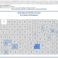 A map showing coronavirus cases by county. It was last updated 08/05/2020.