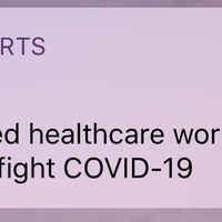 An emergency alert asking for healthcare workers.