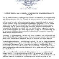 A screenshot of a letter from the Mayor from the city of Hoboken, New Jersey.