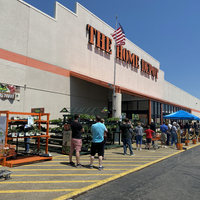 A line outside a Home Depot store.