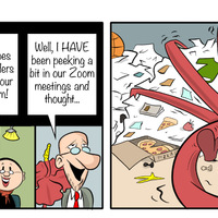 Another great meeting! By the way: LOVE the new Flower!
Oh, this little thing?
It does wonders for your room!
Well, I HAVE been peeking a bit in our Zoom meetings and thought...
... of my colleagues can effortmessly show off their taste and class, so can I!