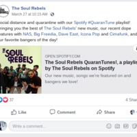 A Facebook screenshot of a post made by The Soul Rebels.