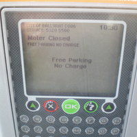 A meter offering free parking.