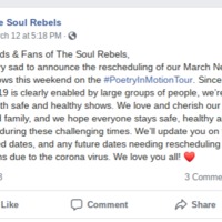 A Facebook screenshot of a post made by The Soul Rebels.