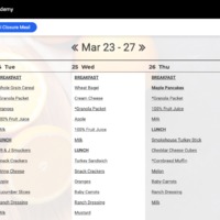 A screenshot of a food menu at Scales Technology Academy.